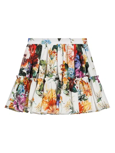 Dolce & Gabbana Pleated Floral-print Cotton-poplin Midi Skirt In Multi