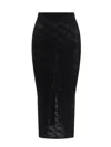 Dolce & Gabbana Mesh-stitch Pencil Skirt With Jacquard Dg Logo In Nero