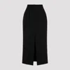 Dolce & Gabbana High-rise Double Wool Stretch Slit Midi Skirt In Nero