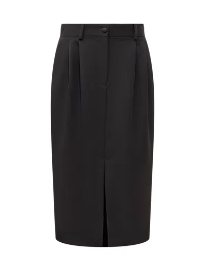 Dolce & Gabbana Dolce&gabbana Black Wool Blend Midi Pencil Skirt