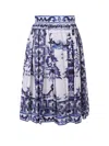 Dolce & Gabbana Majolica Print Midi Skirt In Purple