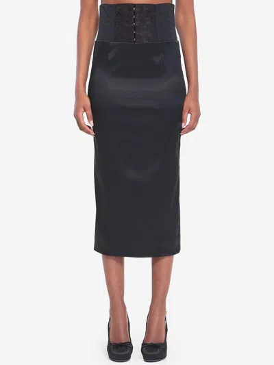 Dolce & Gabbana Skirt With Corsetstyle Detail In Black