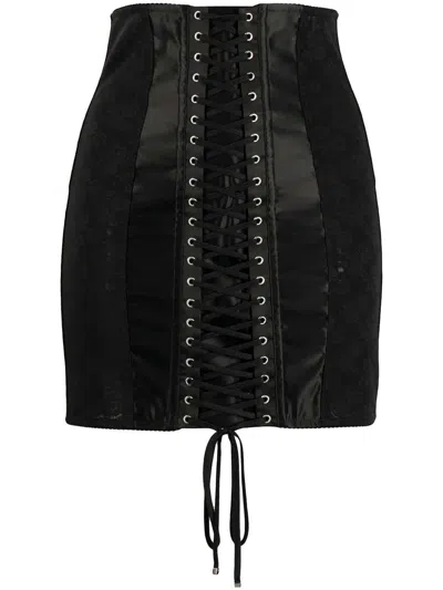 Dolce & Gabbana Skirt With Lace-up Detail In Black