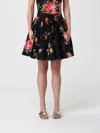 Dolce & Gabbana Mini Skirt With Rose Bouquet Print And Peplum Detail, Size 40 In Black