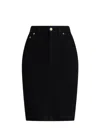 Dolce & Gabbana High-waisted Denim Midi Skirt With Back Pockets In Black