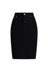 Dolce & Gabbana High-waisted Denim Midi Skirt With Back Pockets In Black