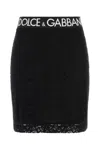 Dolce & Gabbana Stretch Lace Mini Skirt With Elastic Waistband In Black