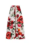 Dolce & Gabbana Flower-print Pleated Poplin Skirt In White