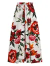 Dolce & Gabbana Multicolor Midi Skirt With All-over Floral Print And Rear Zip Closure In Cotton Woman In White
