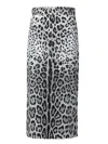 Dolce & Gabbana Leopard Print Charmeuse Longuette Skirt In Black