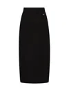 Dolce & Gabbana Cady Calf-length Skirt With Slits In Black