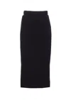 Dolce & Gabbana High Waist Midi Skirt With Back Slit In Blue