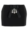 Dolce & Gabbana Black Bow-embellished Satin Mini Skirt In Black