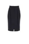 Dolce & Gabbana Double Wool Crepe Midi Skirt In Black