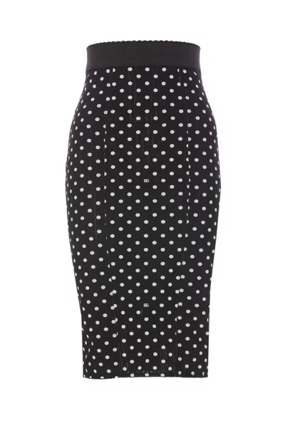 Dolce & Gabbana Polka-dot Print Pencil Skirt In Black