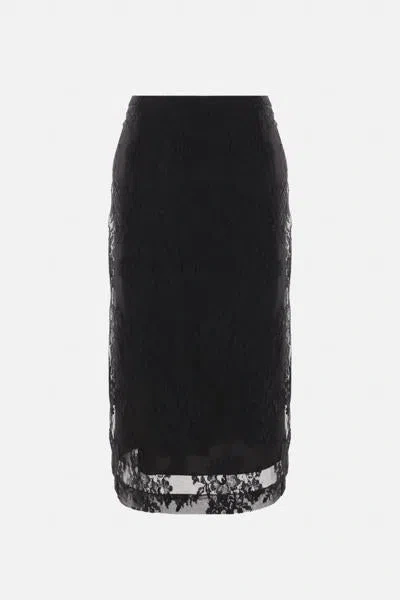 Dolce & Gabbana Lace Sheath Skirt In Black