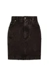 Dolce & Gabbana Washed Denim Miniskirt In Black