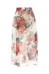 Dolce & Gabbana Multicolor Skirt With All-over Floral Motif In Silk Woman In Bouche'florifondwhite