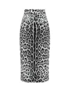 Dolce & Gabbana Leopard Print Charmeuse Longuette Skirt In Brown