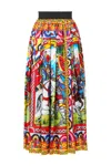 Dolce & Gabbana Carretto Print Pleated Silk Twill Midi Skirt In Fridge 19 Press