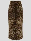Dolce & Gabbana Leopard-print Double Crepe Calf-length Skirt In Leonew