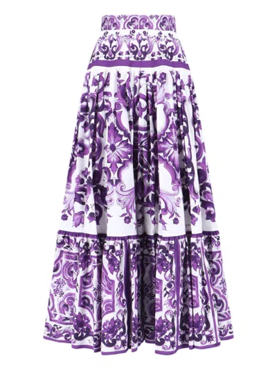 Dolce & Gabbana Maxi Pleated Skirt In Purple
