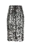 Dolce & Gabbana Silver Sequined Midi Skirt In Silver
