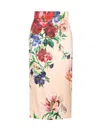 Dolce & Gabbana Printed Stretch Satin Skirt In White