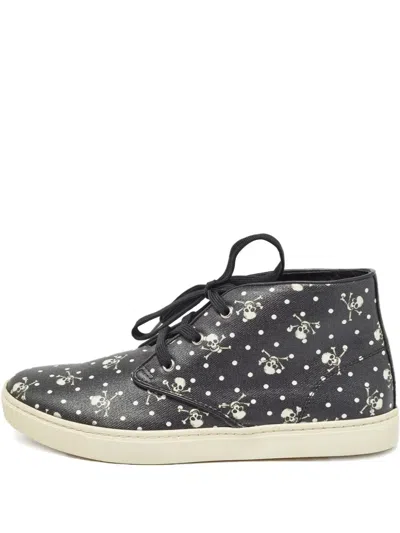 Pre-owned Dolce & Gabbana Skull-print Sneakers In Black