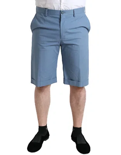 Pre-owned Dolce & Gabbana Sky Blue Cotton Folded Hem Men Bermuda Shorts