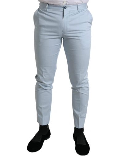 Dolce & Gabbana Sky Blue Cotton Stretch Skinny Trousers