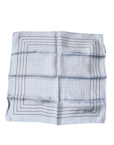 Dolce & Gabbana Sky Blue Polka Dots Square Handkerchief Scarf In Light Blue