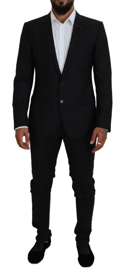 Dolce & Gabbana Sleek Black Two-piece Wool Martini Suit