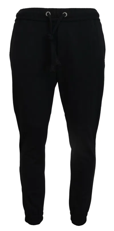 Dolce & Gabbana Sleek Black Wool-blend Sweatpants
