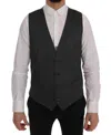 Dolce & Gabbana Gray Staff Cotton Striped Vest In Gray