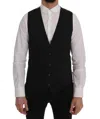 Dolce & Gabbana Elegant Gray Striped Vest Waistcoat