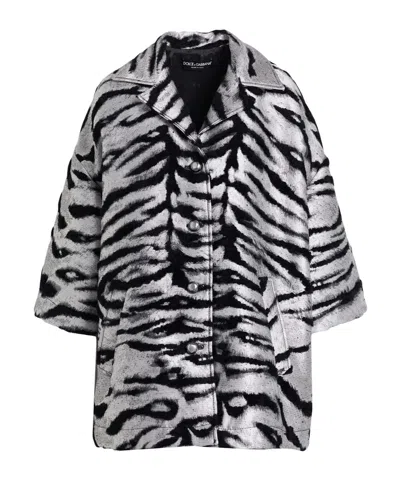Dolce & Gabbana Sleeve Zebra Pattern Coat In Multi