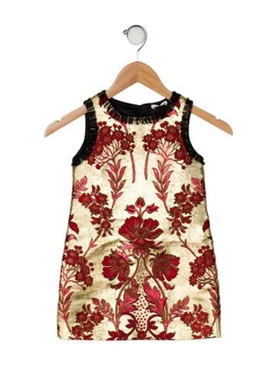 Pre-owned Dolce & Gabbana Babies' Sleeveless All Over Print Metallic Dress In Gold