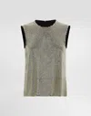 Dolce & Gabbana Sleeveless Blouse In Crystal Mesh In Oro