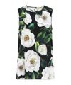 Dolce & Gabbana Gardenia Print Stretch Silk Charmeuse Sleeveless Top In White