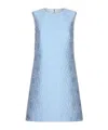 Dolce & Gabbana Floral Quilted Jacquard Mini A-line Dress In Blue