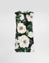 Dolce & Gabbana Gardenia Print Stretch Silk Charmeuse Sleeveless Top In Print