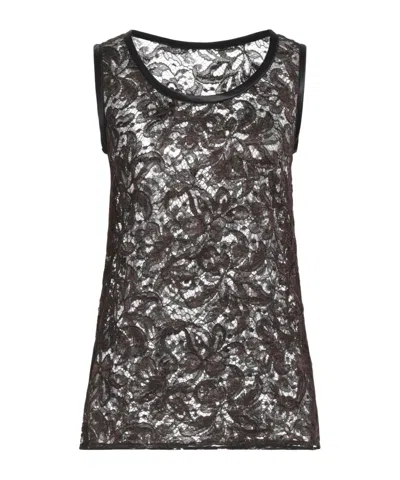 Dolce & Gabbana Sleeveless Color-block Lace Satin Top In Multi