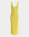 Dolce & Gabbana Sleeveless Crochet Knit Button-front Midi Dress In Yellow