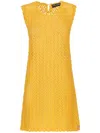Dolce & Gabbana Sleeveless Crochet-knit Mini Dress In Yellow