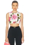 Dolce & Gabbana Sleeveless Cropped Top In Rose Rosa