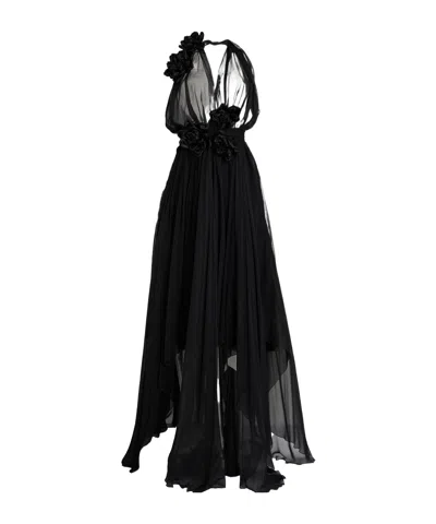 Dolce & Gabbana Sleeveless Deepv Maxi Dress In Black