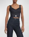 Dolce & Gabbana Cotton Denim Bra Top In Dark Blue