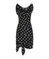 Dolce & Gabbana Polka-dot Draped Mini Dress In Black