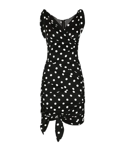 Dolce & Gabbana Silk Draped Dress - Women's - Silk/elastane In Black